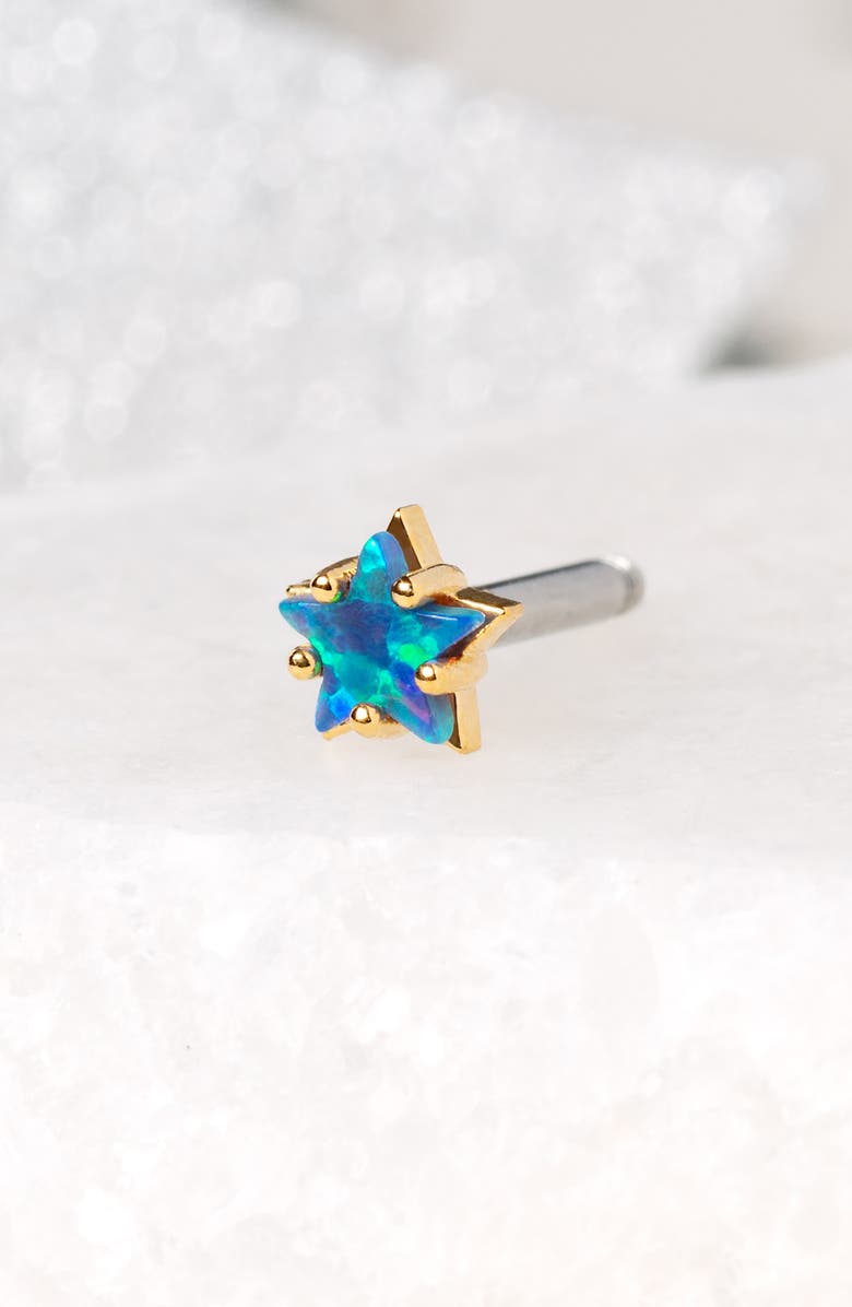 Girls Crew Blue Opal Star Stud Earring, Alternate, color, Gold