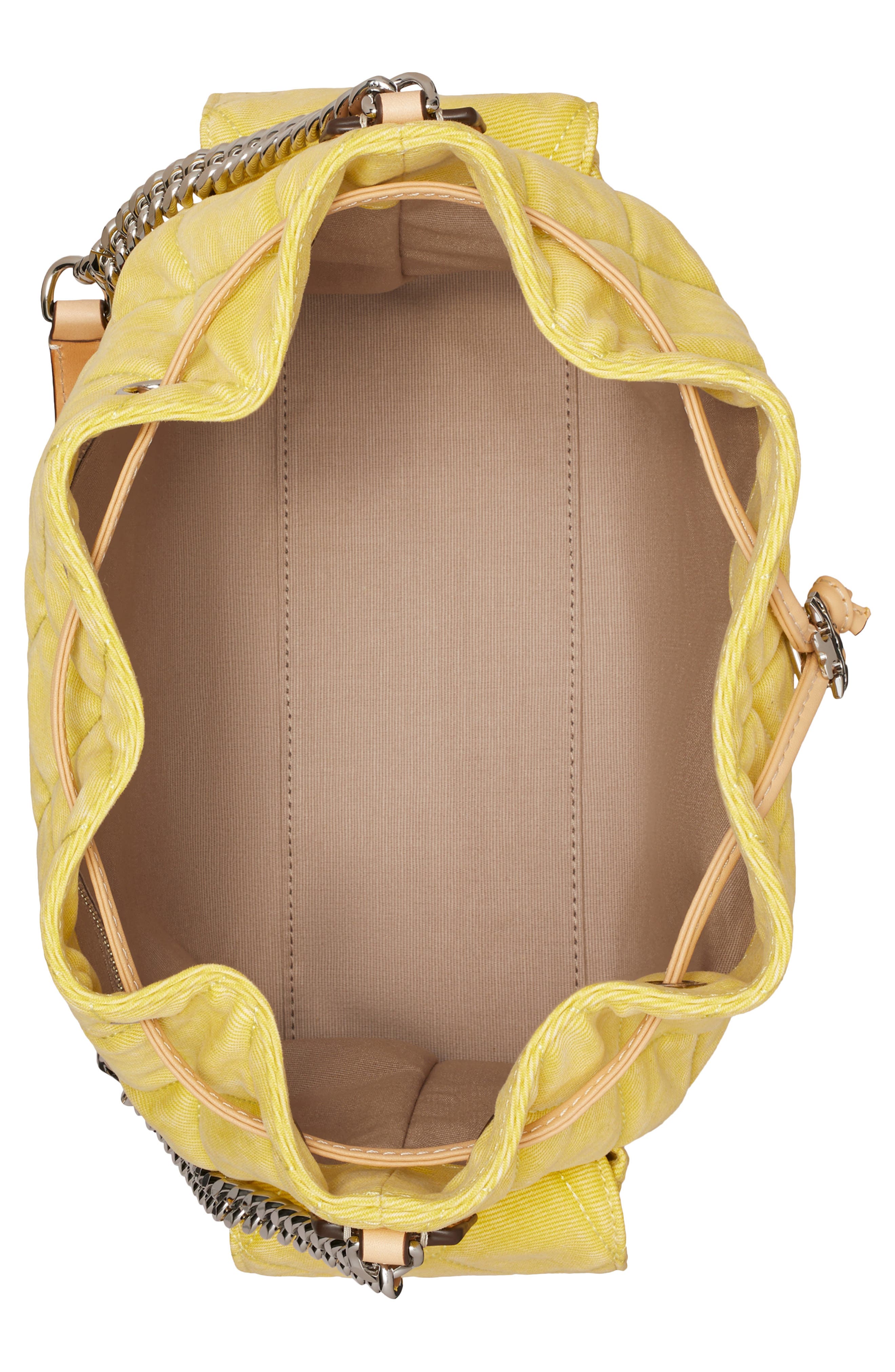 Charlie Quilted Denim Drawstring Shoulder Bag, Alternate, color, YELLOW