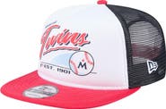 New Era Men's New Era White/Red Minnesota Twins Retro Script Trucker 9FIFTY Snapback Hat