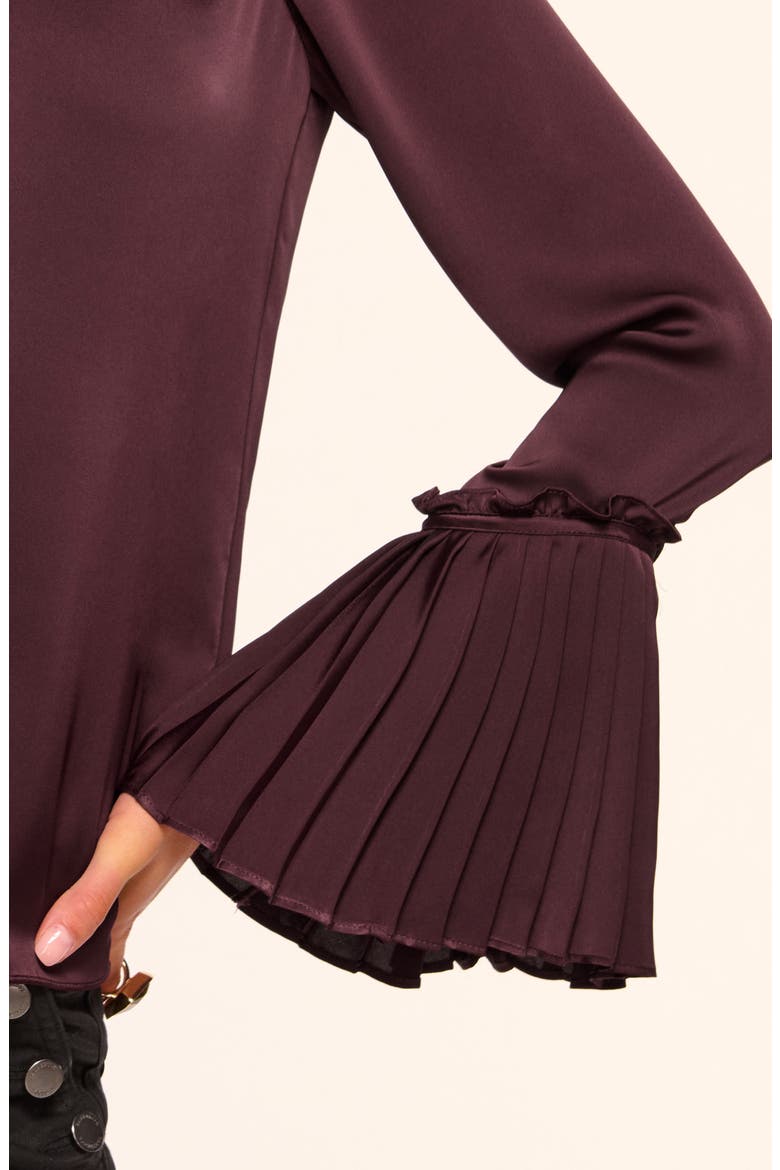 Christy Bell Sleeve Satin Top, Alternate, color, BLACKBERRY