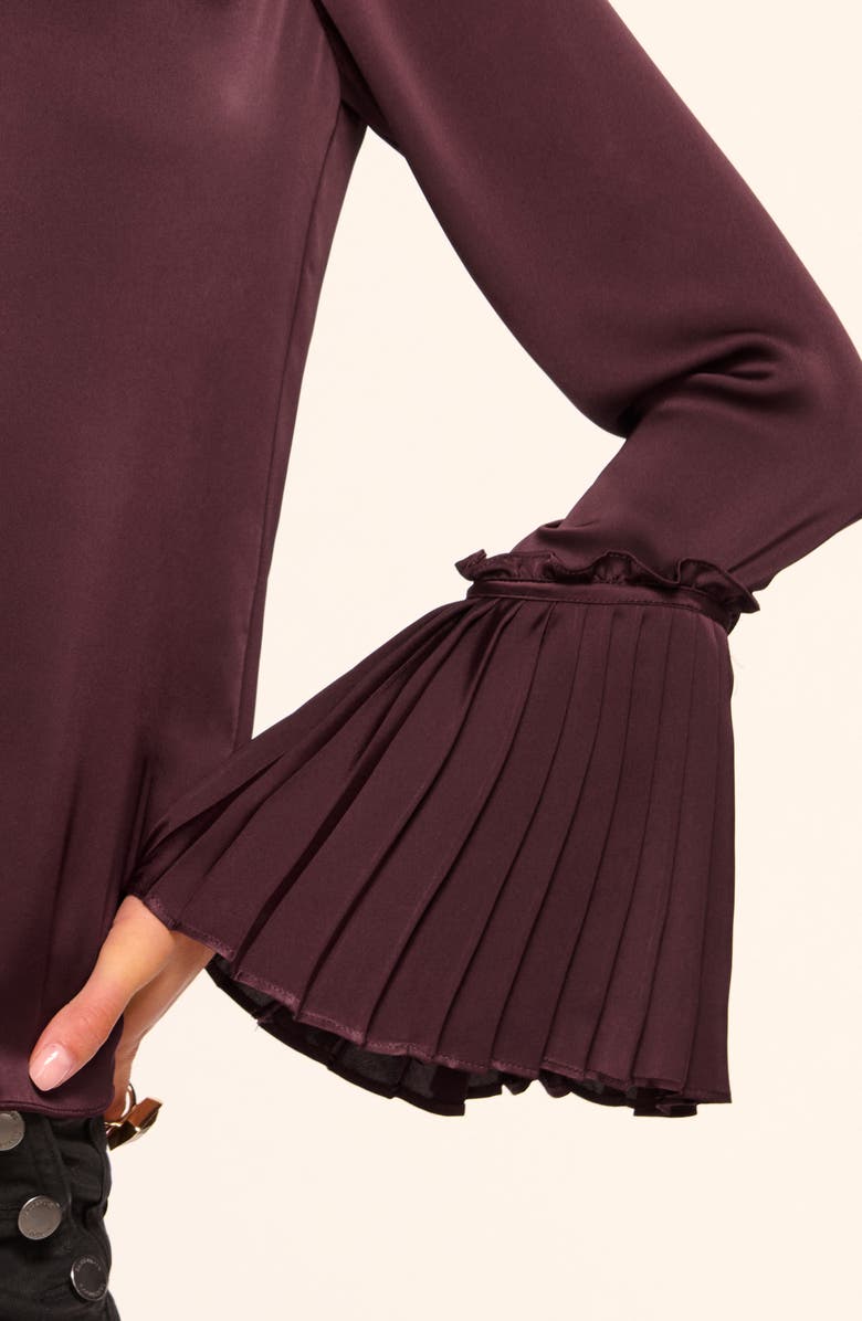 Ramy Brook Christy Bell Sleeve Satin Top, Alternate, color, Blackberry