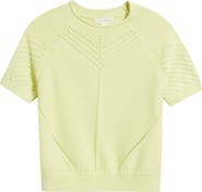 Treasure & Bond Pointelle Short Sleeve Cotton Sweater