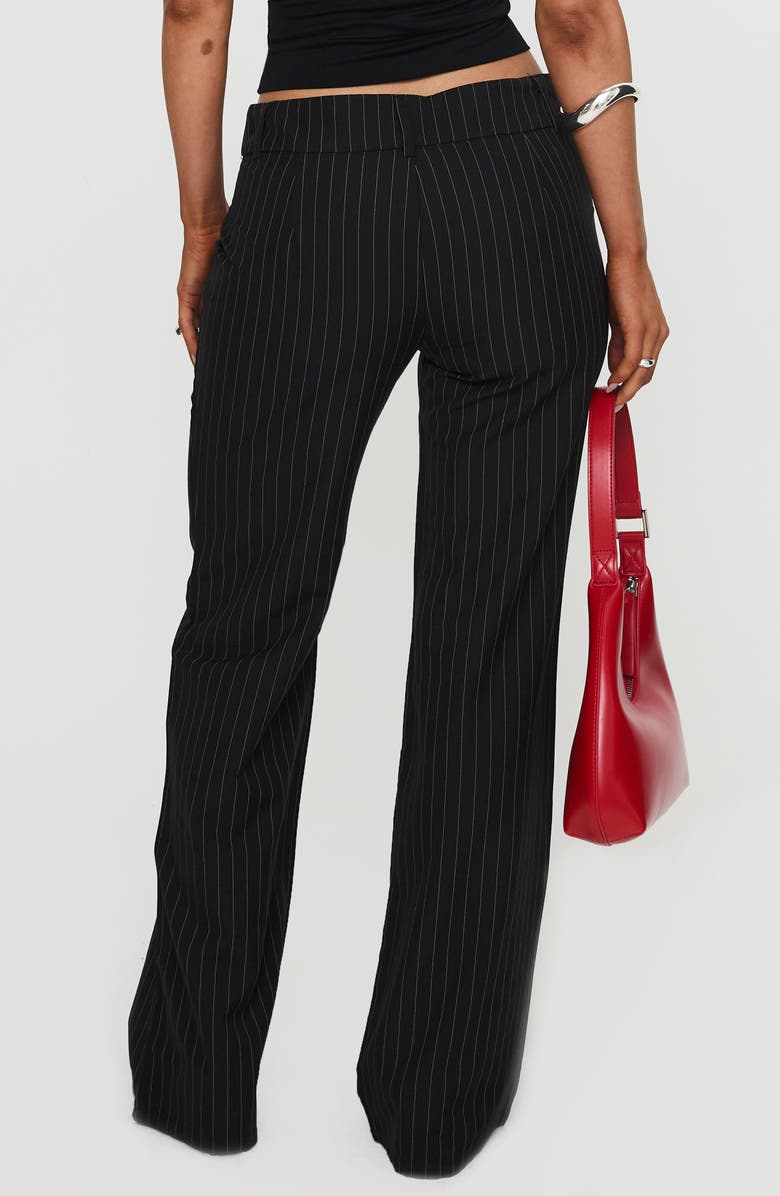 Princess Polly Socialista Pinstripe Wide Leg Pants, Alternate, color, Black