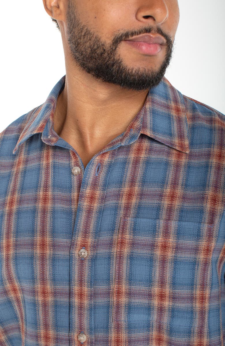 Liverpool Los Angeles Plaid Short Sleeve Cotton Button-Up Shirt, Alternate, color, 