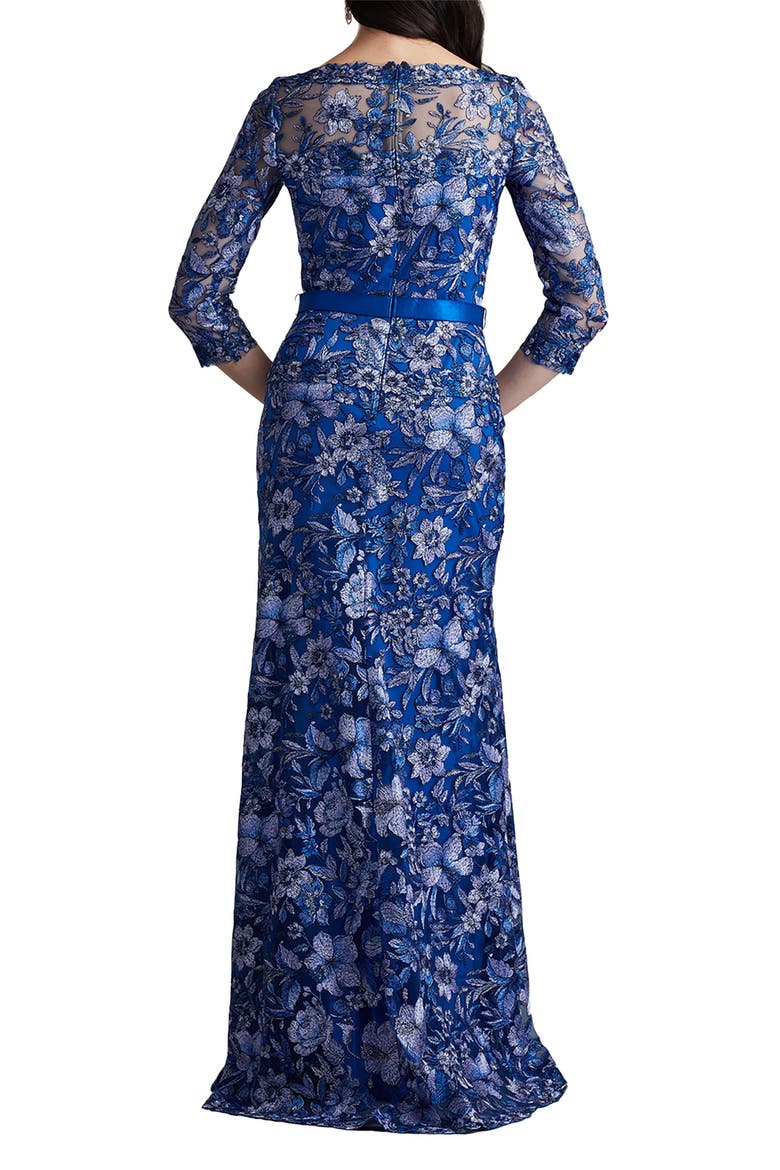 Floral Lace Emboidery Gown, Alternate, color, BLUE BELL