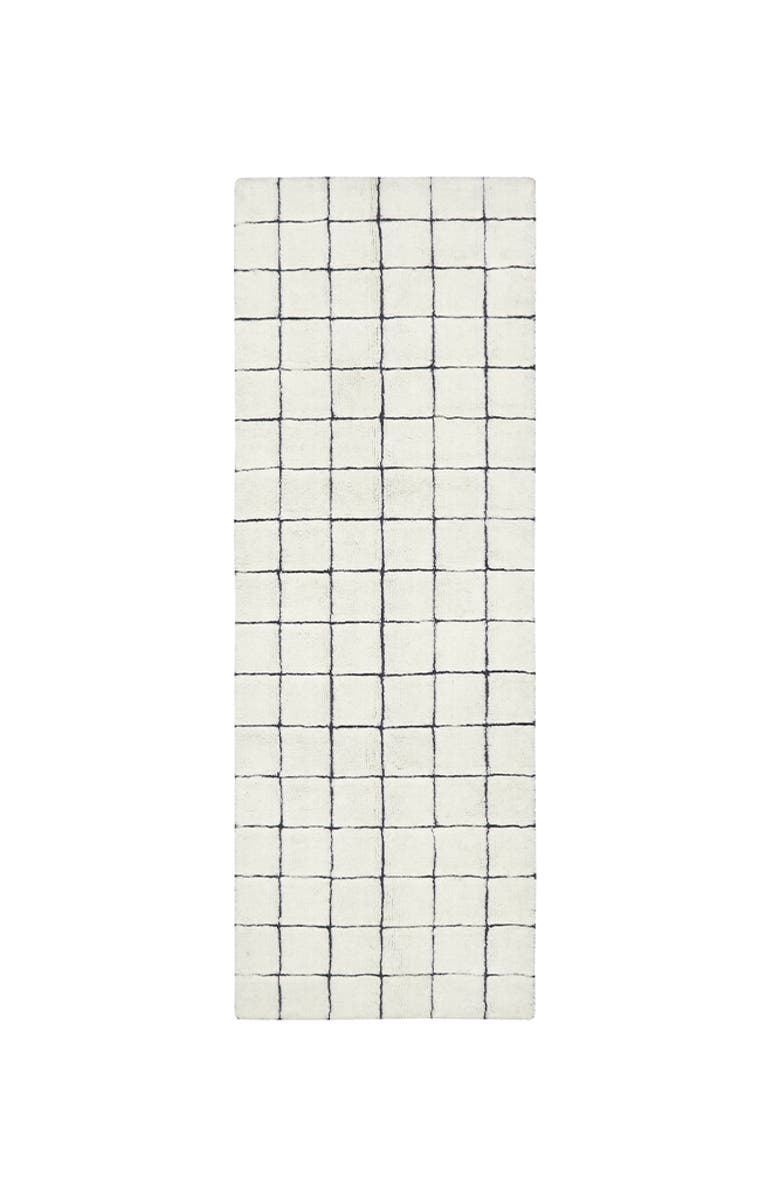 Lorena Canals Woolable Rug Runner Mosaic, Main, color, Natural Wool, Canvas Dark Grey