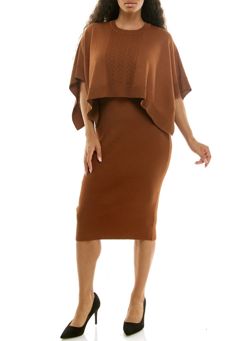 Popover Sweater Dress, Main, color, DARK COGNAC