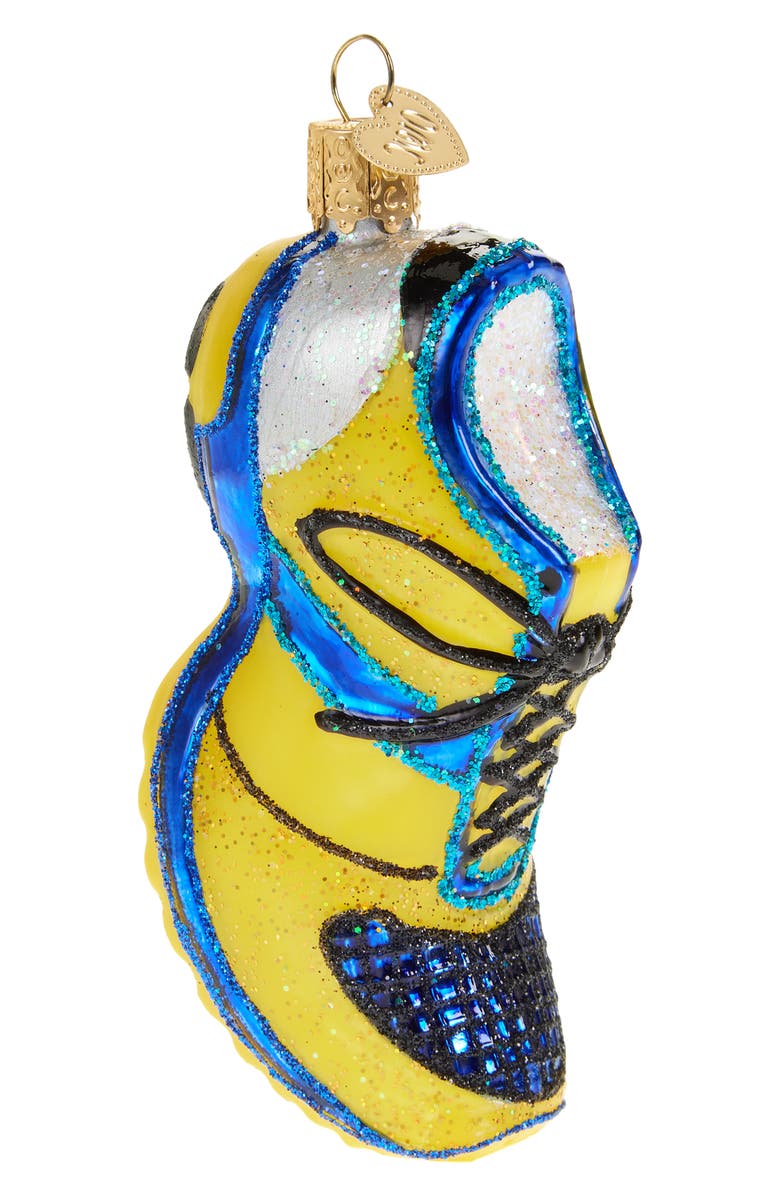 Old World Christmas Running Shoe Ornament, Main, color, Yellow/ Blue