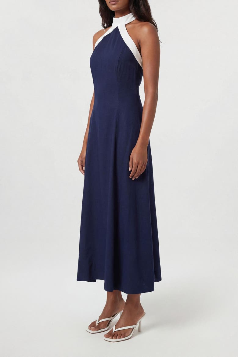 Linen Halter Maxi Dress, Alternate, color, Navy