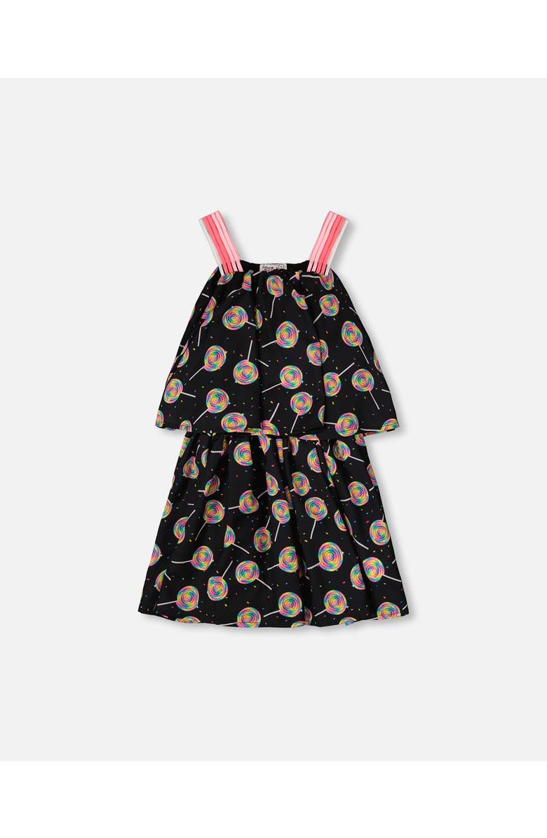 Deux par Deux Sleeveless Woven Lollipop Dress, Main, color, Black Printed Lollipop