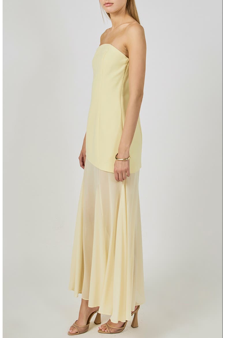 Strapless Combined Godet Maxi Dress, Alternate, color, YELLOW