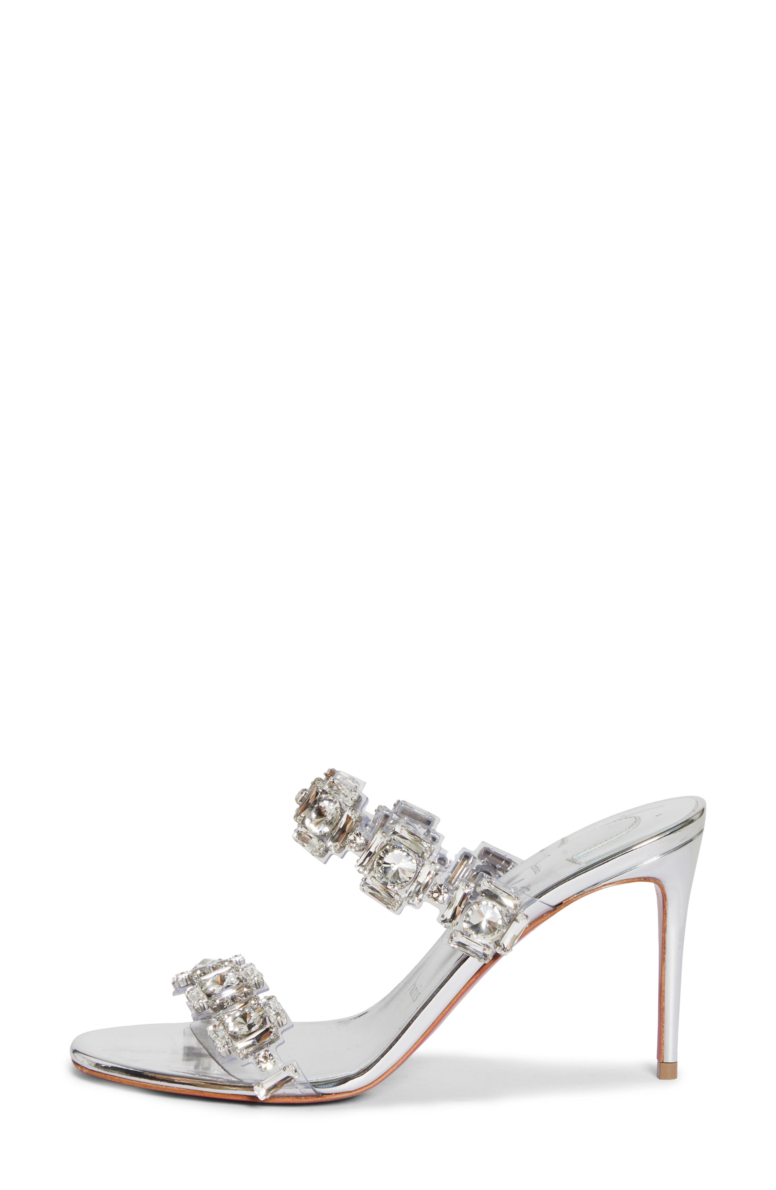Christian Louboutin Just Jewel Crystal Embellished Stiletto Sandal, Alternate, color, Crystal/ Silver