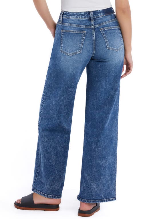 Hint Of Blu Zoe Exposed Button Wide Leg Jeans In Zoe Blue