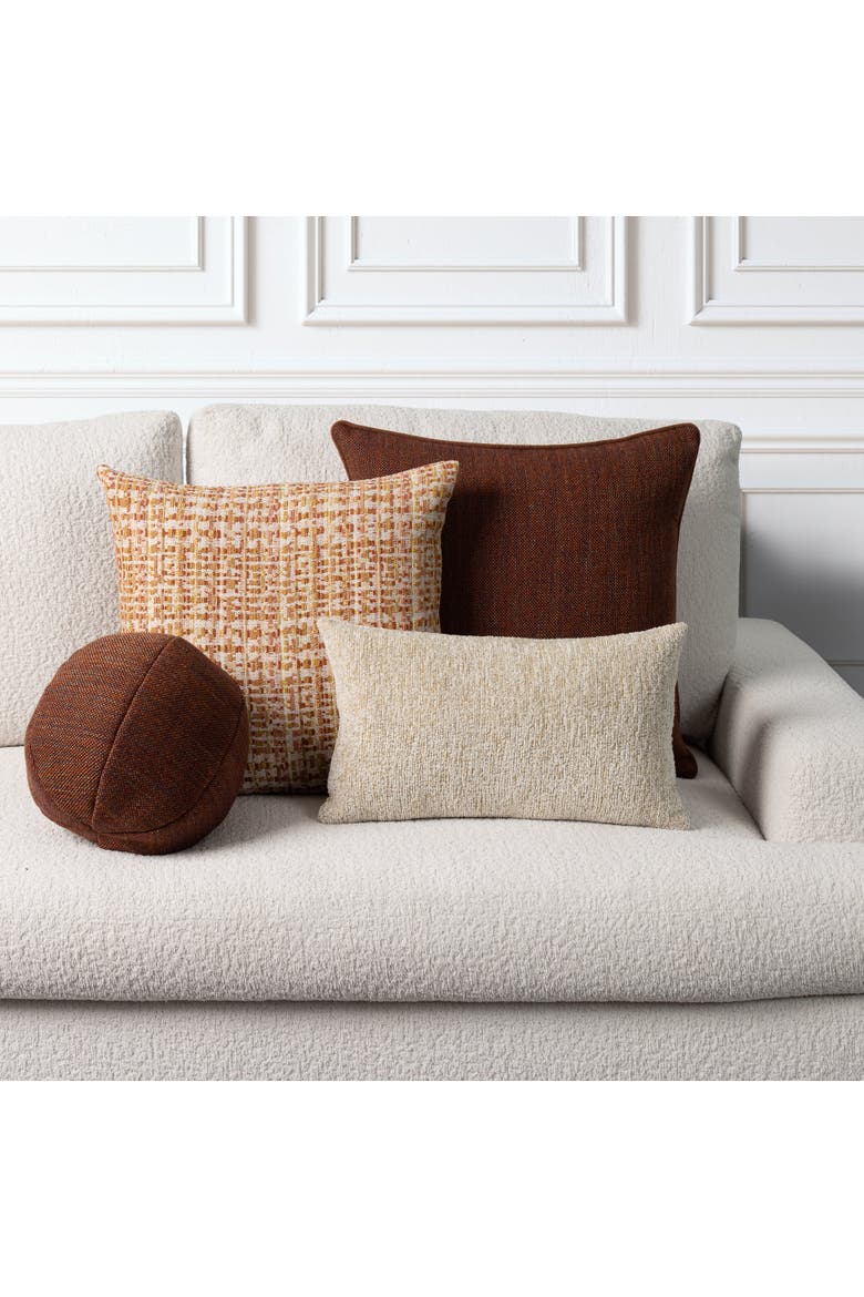 Ember Weave Earth-Toned Dimensional Indoor & Outdoor Woven Accent Pillow & Insert, Alternate, color, Ember