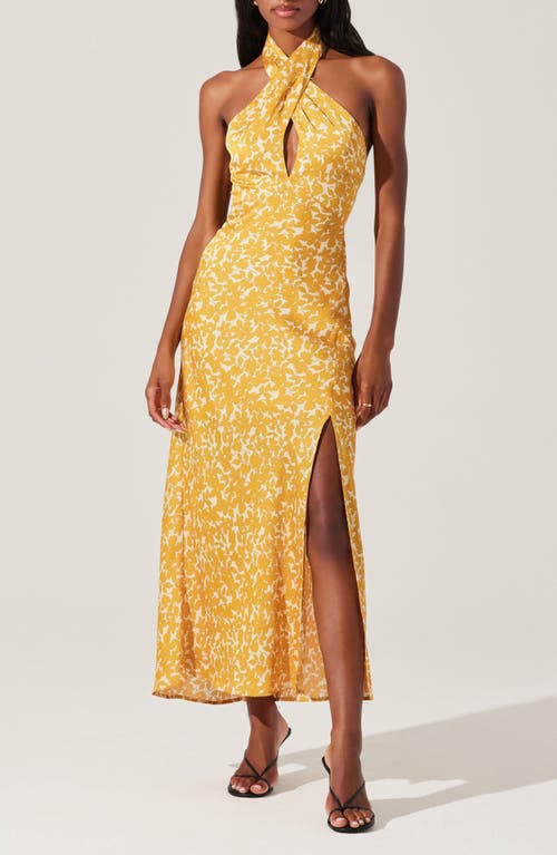Astr The Label Marisa Floral Print Halter Dress In Marigold Floral