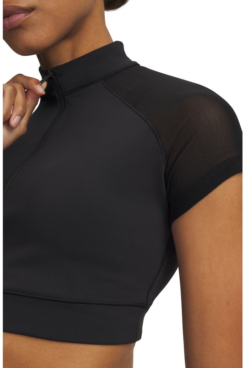 Vanish Elite Quarter Zip Performance Crop Top, Alternate, color, BLK