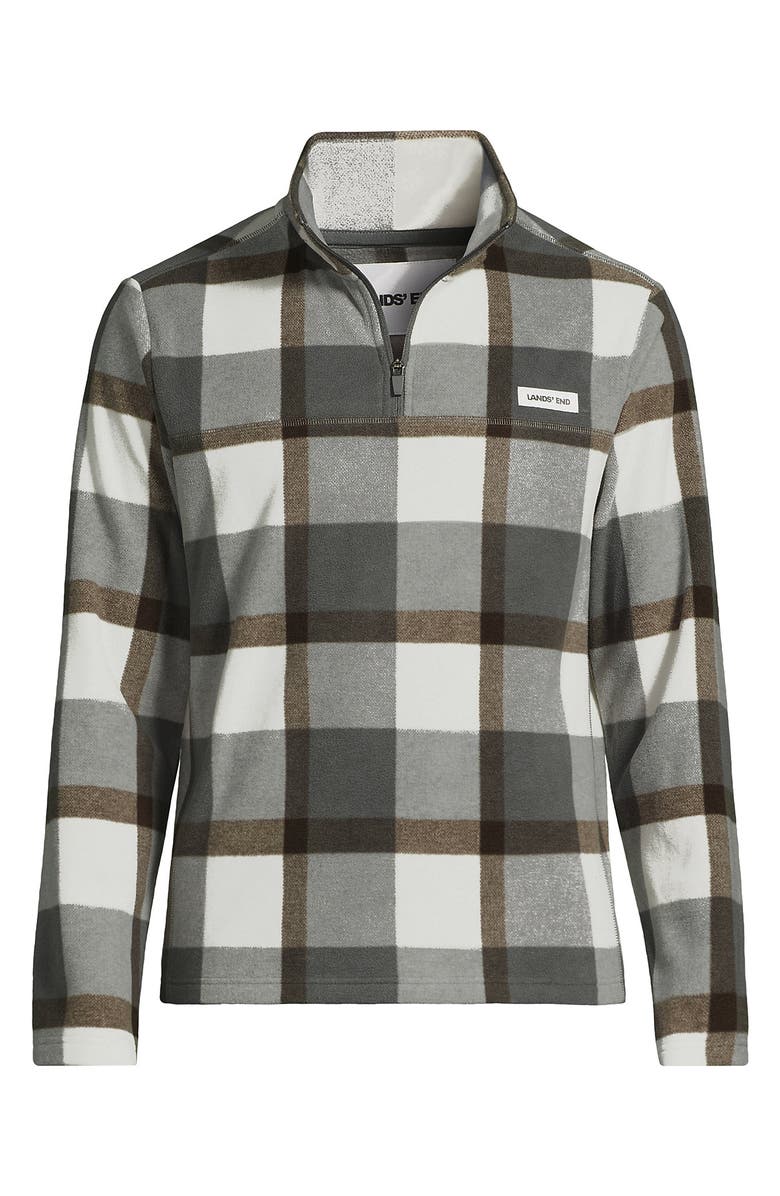 Lands' End Anyweather Fleece Quarter Zip Pullover, Alternate, color, Boulder Gray Glen Plaid