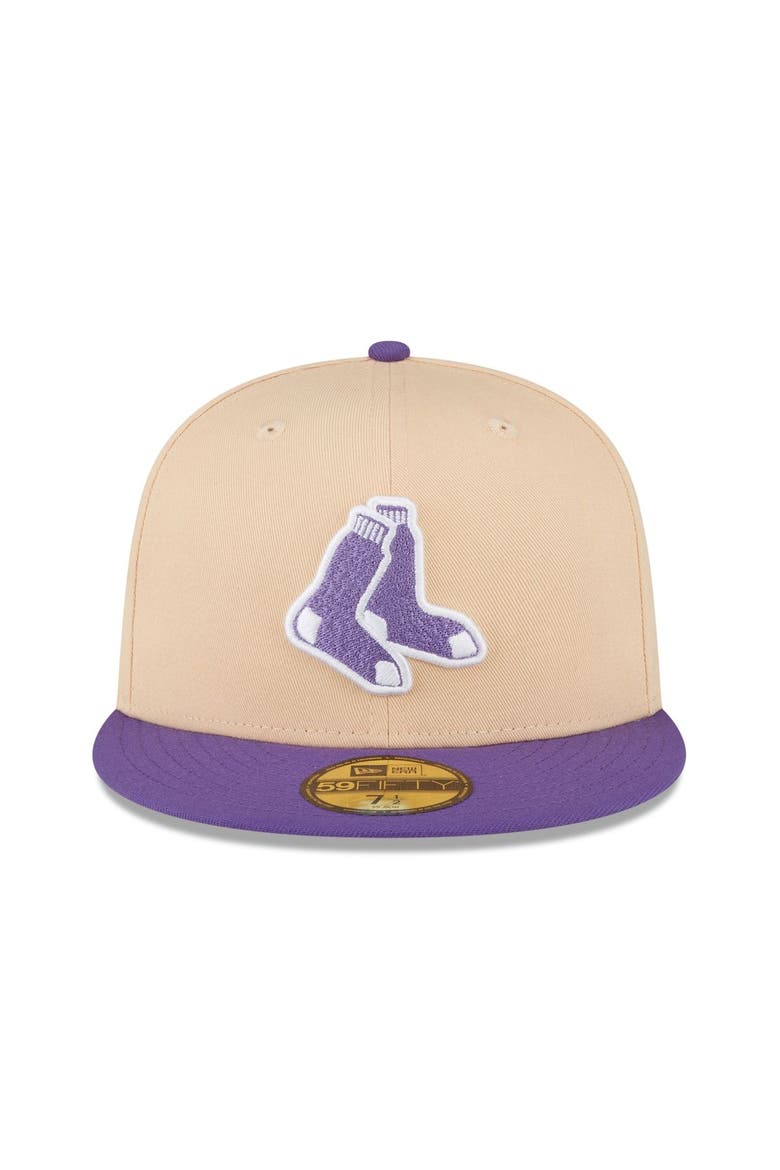 Men's New Era Peach/Purple Boston Red Sox 2007 World Series Side Patch 59FIFTY Fitted Hat, Alternate, color, Orange