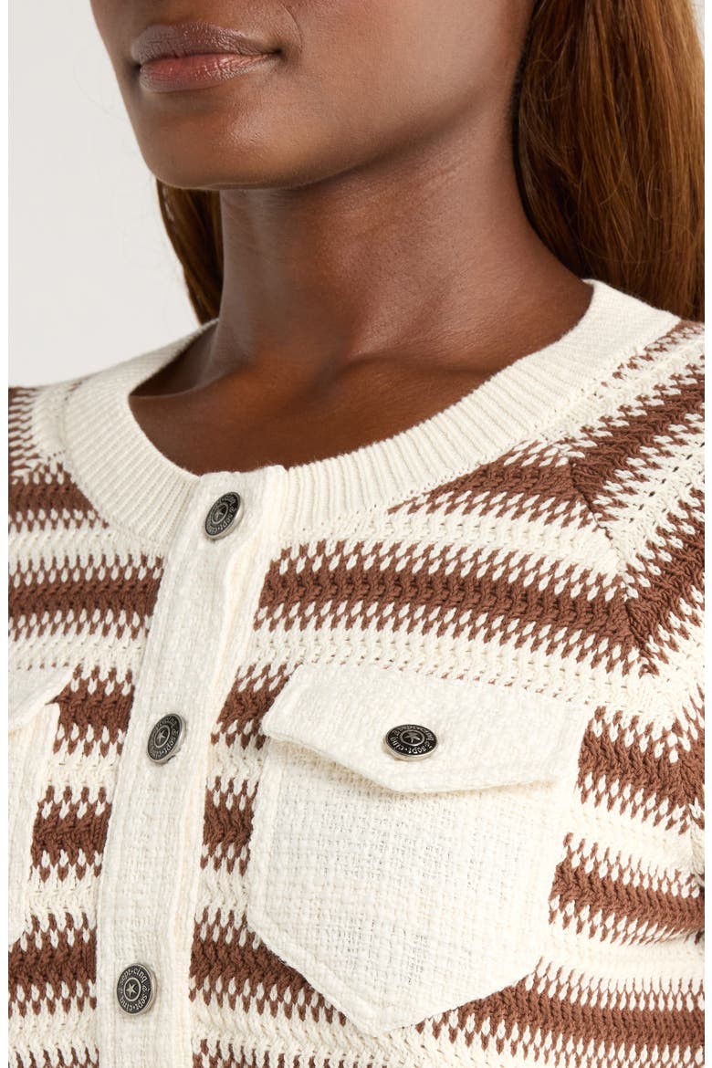 Suki Cardigan, Alternate, color, GARDENIA/ DARK SEPIA
