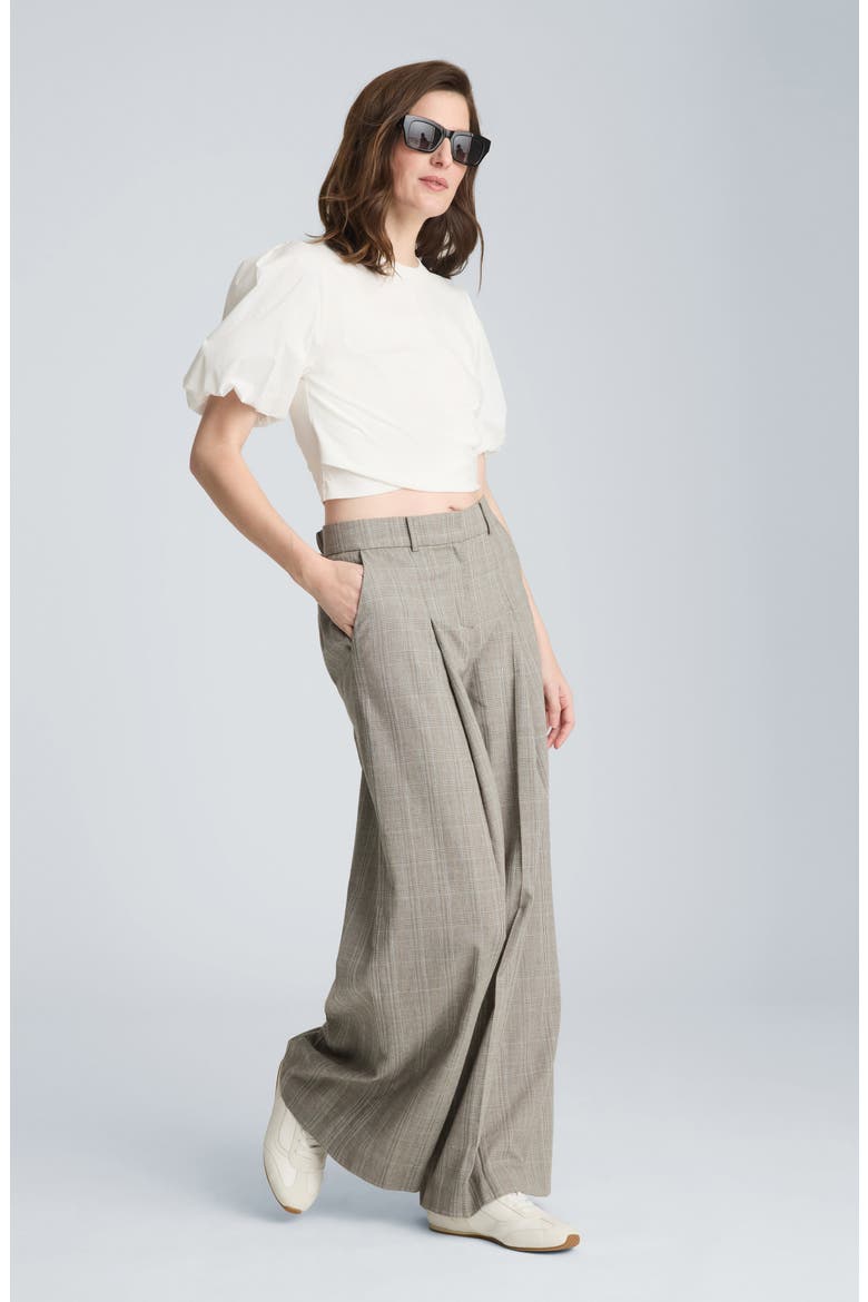 Double Pleat High Waist Wide Leg Pants, Alternate, color, LAKE BLUE MULTI