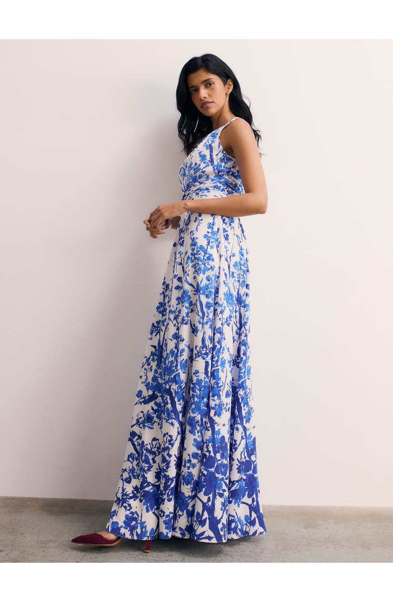 The Fold Oria Floral Print Silk Maxi Dress, Alternate, color, Ivory