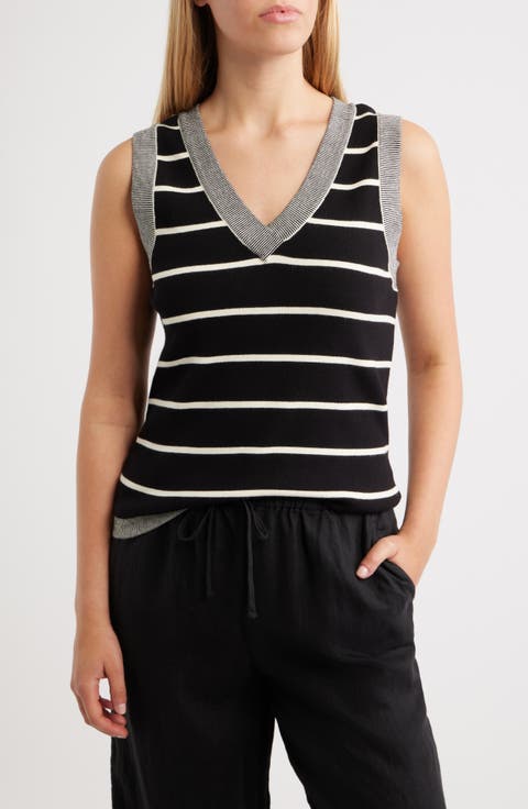 Stripe V-Neck Sweater Vest