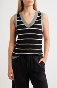 Wit & Wisdom Stripe V-Neck Sweater Vest
