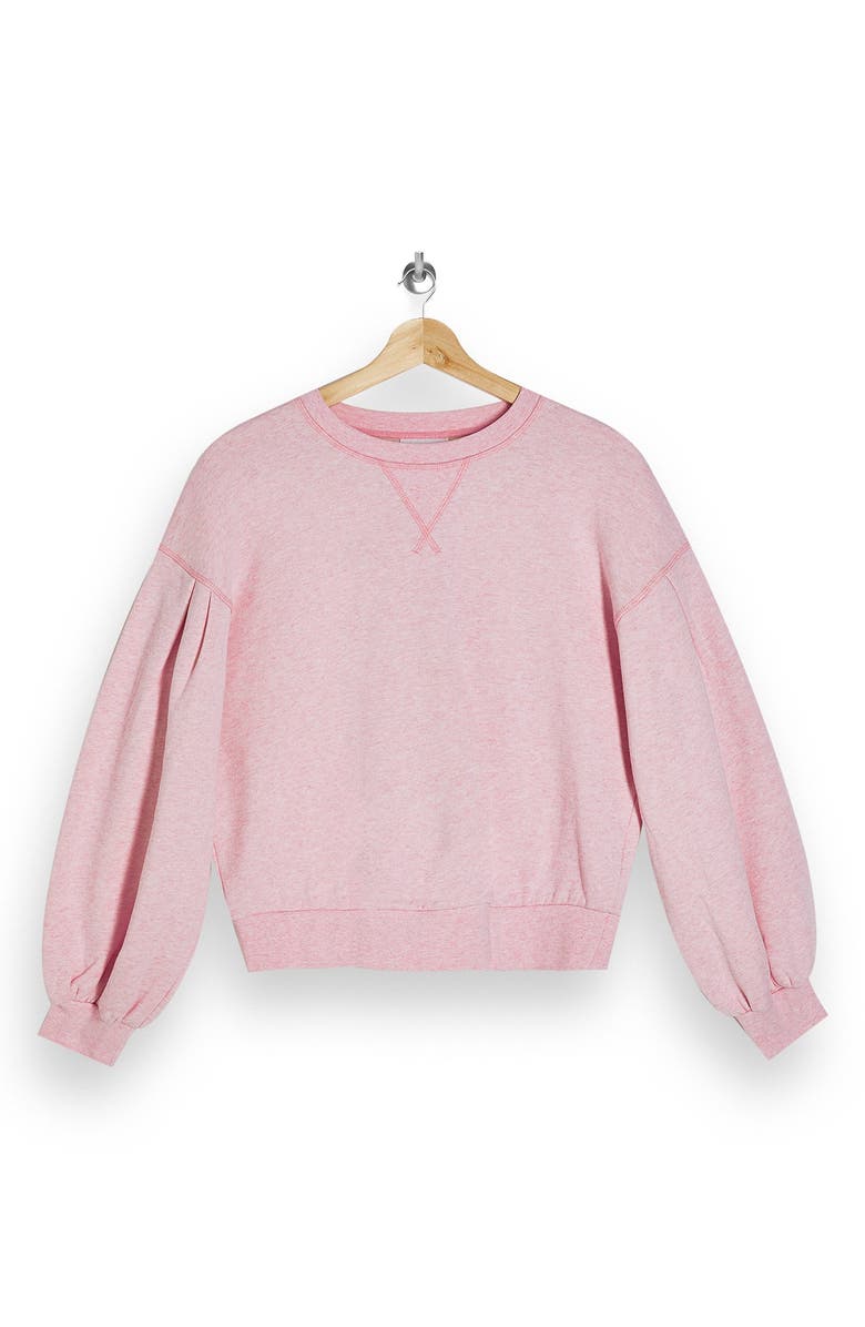Topshop Pleated Sleeve Sweatshirt, Alternate, color, 