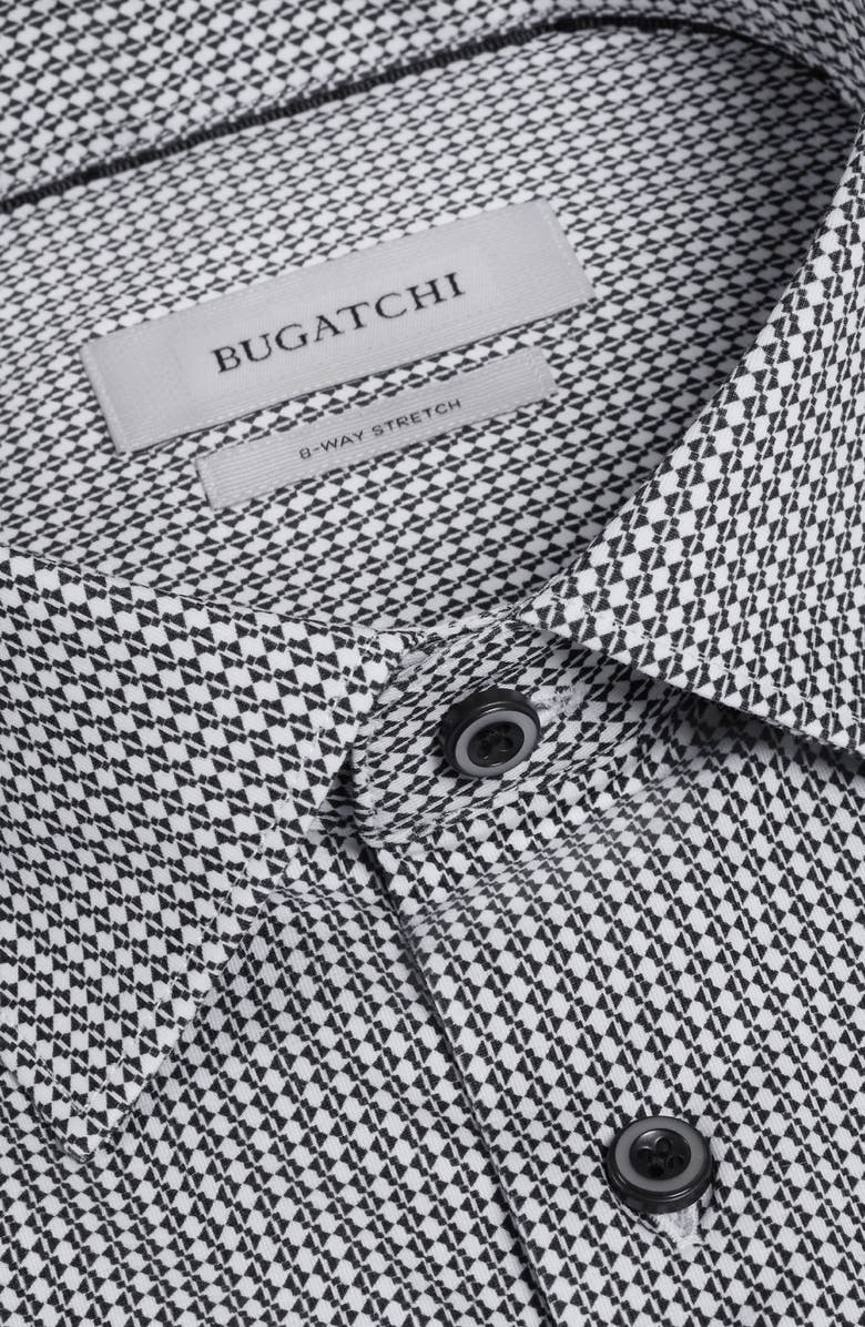 Bugatchi James OoohCotton<sup>®</sup> Geometric Print Button-Up Shirt, Alternate, color, White
