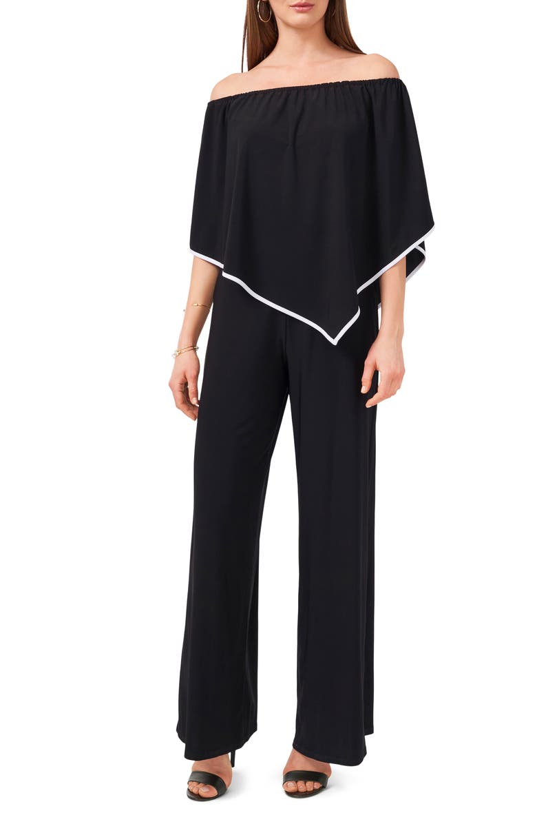 Chaus Popover Off the Shoulder Jumpsuit, Main, color, Rich Black