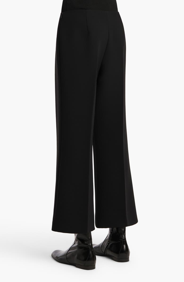 Khaite Walter Double Face Crepe Kick Flare Crop Pants, Alternate, color, Black