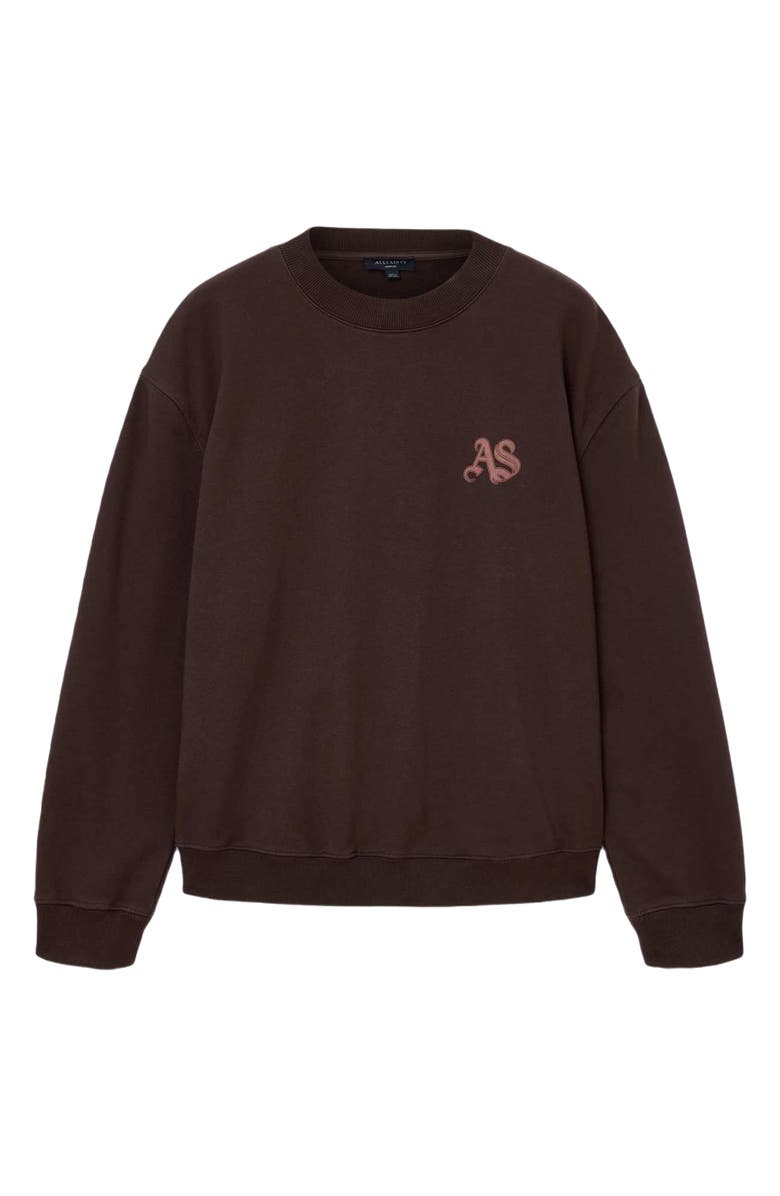 AllSaints Icon Oversize Cotton Crewneck Sweatshirt, Alternate, color, Plum Brown