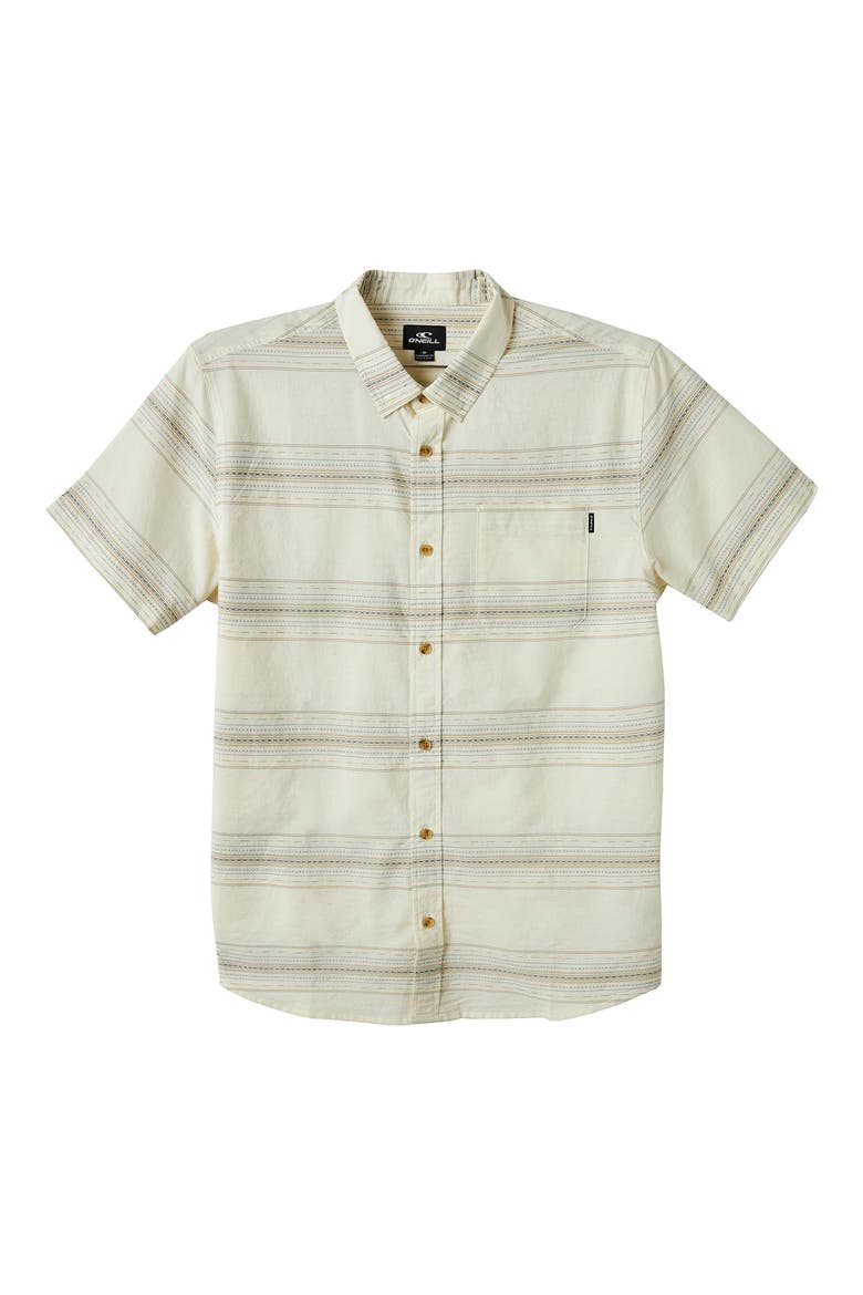 Kids' Crestmont Stripe Short Sleeve Button-Up Shirt, Main, color, BONE