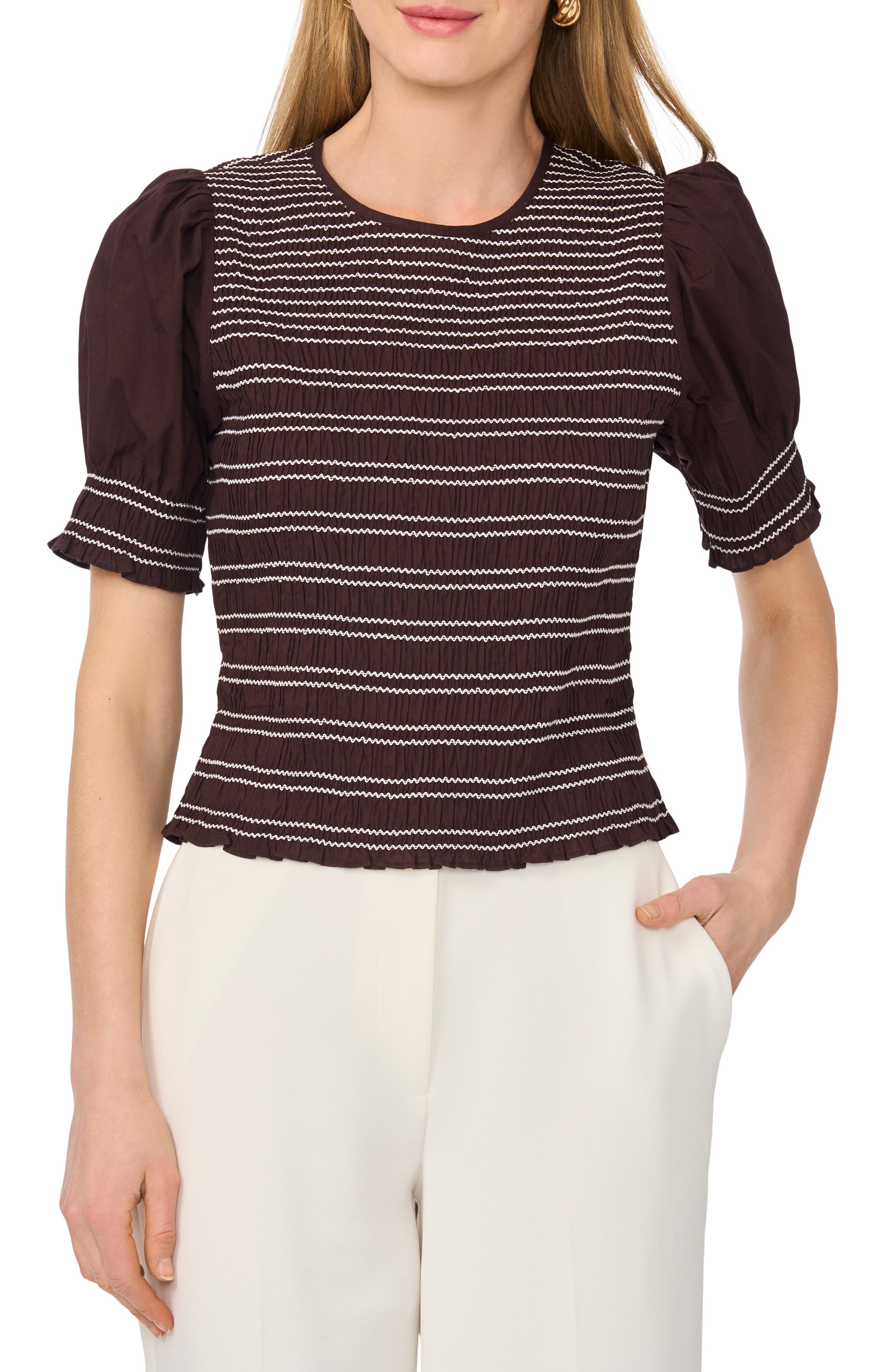 Parker Smocked Puff Sleeve Cotton Top