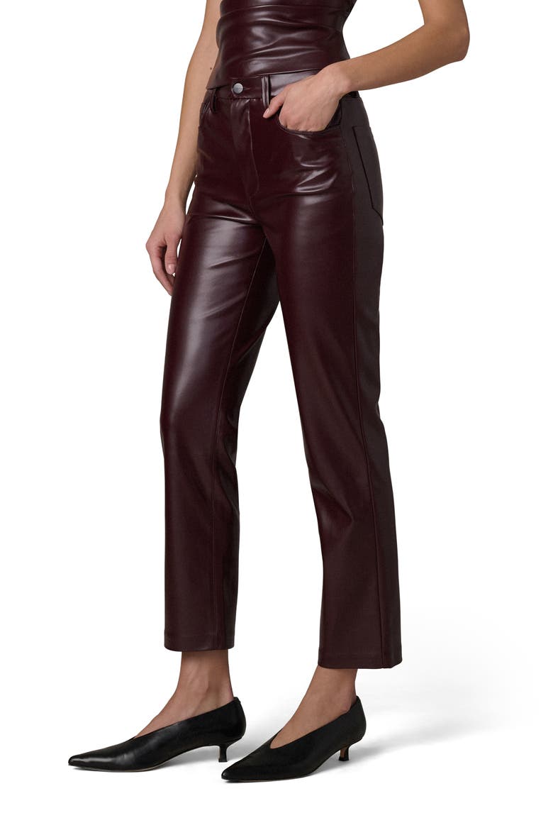 Lyra Slim Ankle Faux Leather Pants, Alternate, color, CABERNET