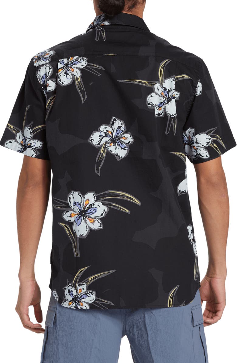 Quiksilver Apero Floral Short Sleeve Stretch Cotton Button-Up Shirt, Alternate, color, 