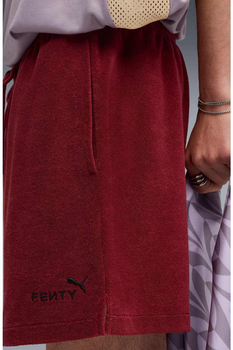 x Fenty Towel Cotton Blend Terry Track Shorts, Alternate, color, TEAM REGAL RED