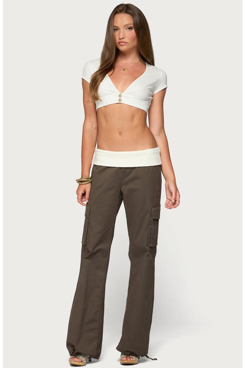 Jolee Ribbed Foldover Cargo Pants, Alternate, color, OLIVE