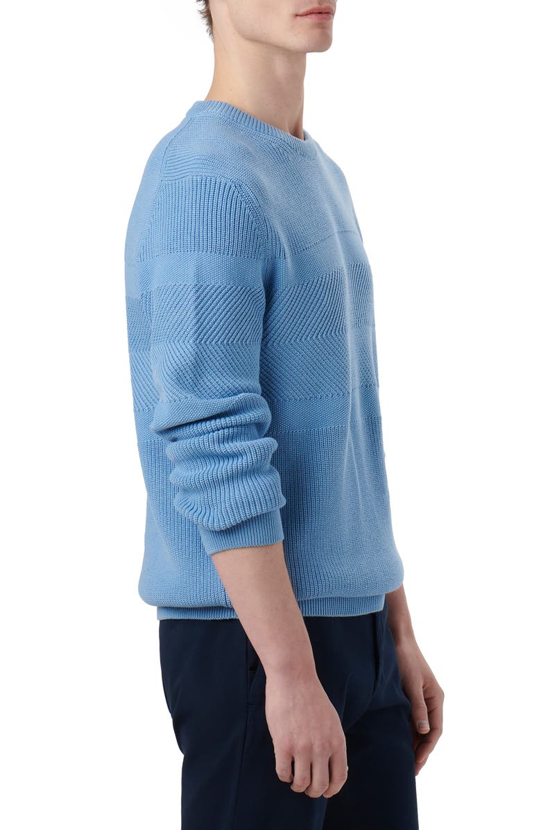 Bugatchi Mixed Stitch Cotton Sweater, Alternate, color, Air Blue