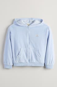 Tucker + Tate Kids' Bow Embroidered Velour Full Zip Hoodie