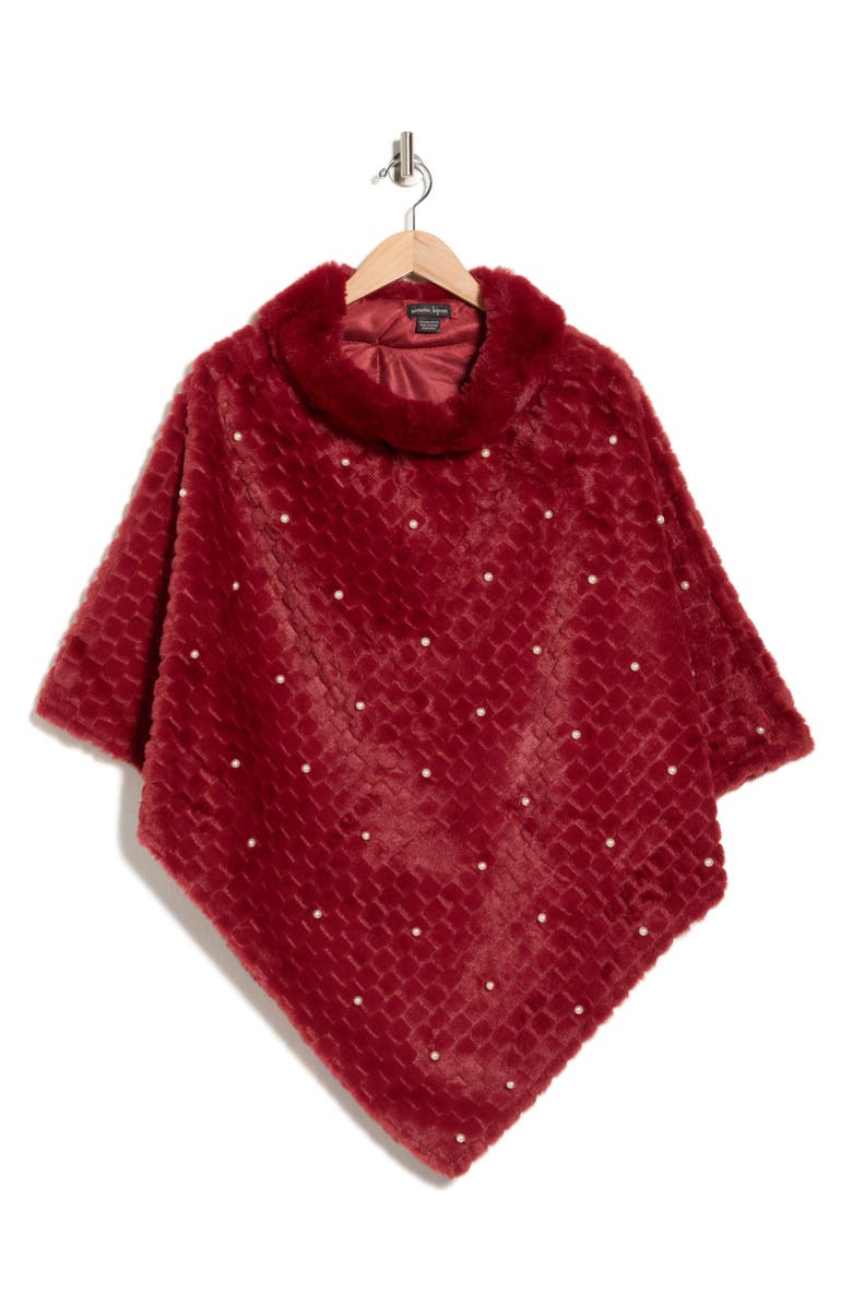 Nanette Lepore Elegant Faux Pearl Ruana, Alternate, color, Burgundy