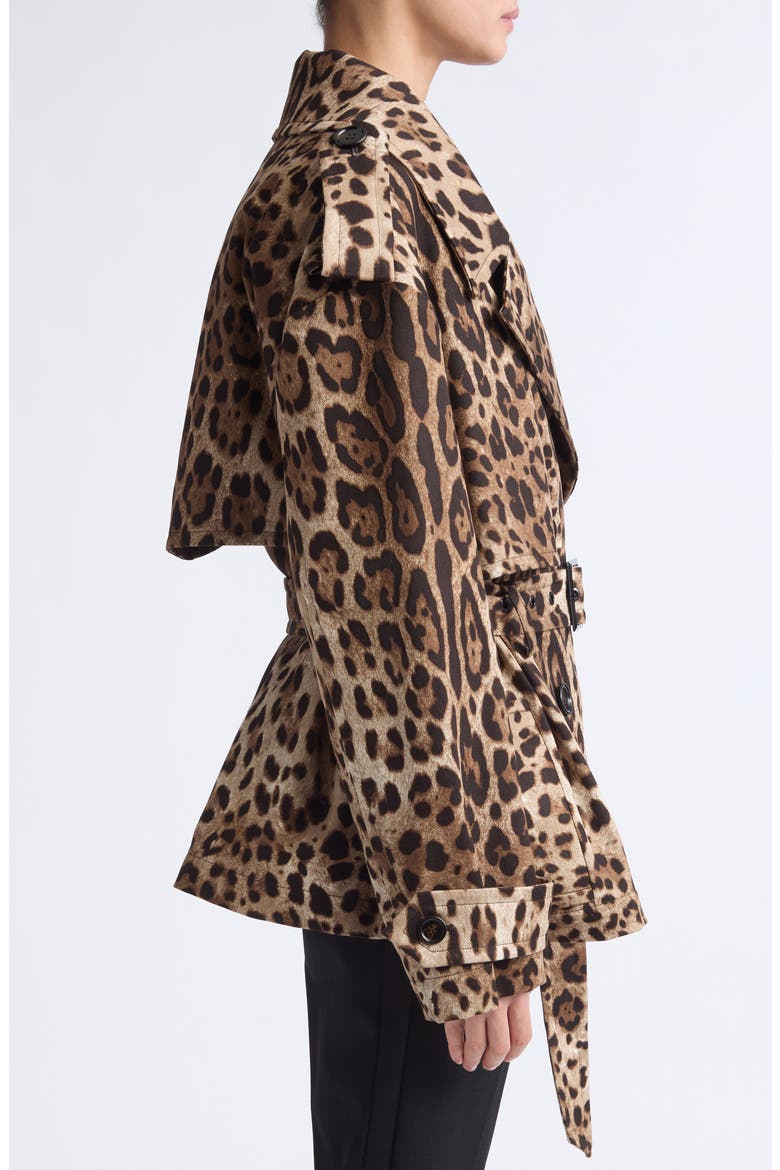 Belted Short Trench Jacket, Alternate, color, LEO NEW