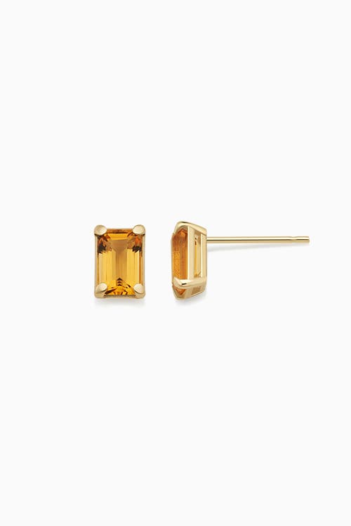 Oradina 14K Gold Date Me Birthstone Stud Earrings in Citrine - November 