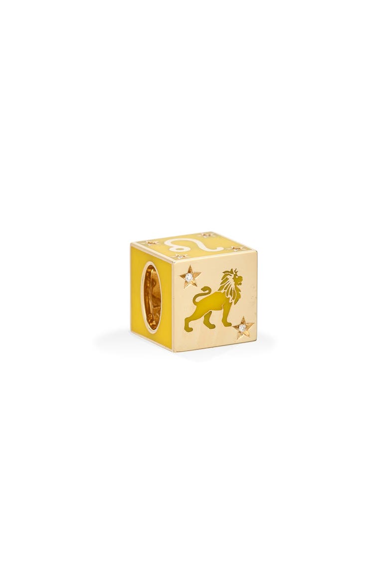 Zodiac Diamond Bead Charm, Main, color, YELLOW GOLD LEO