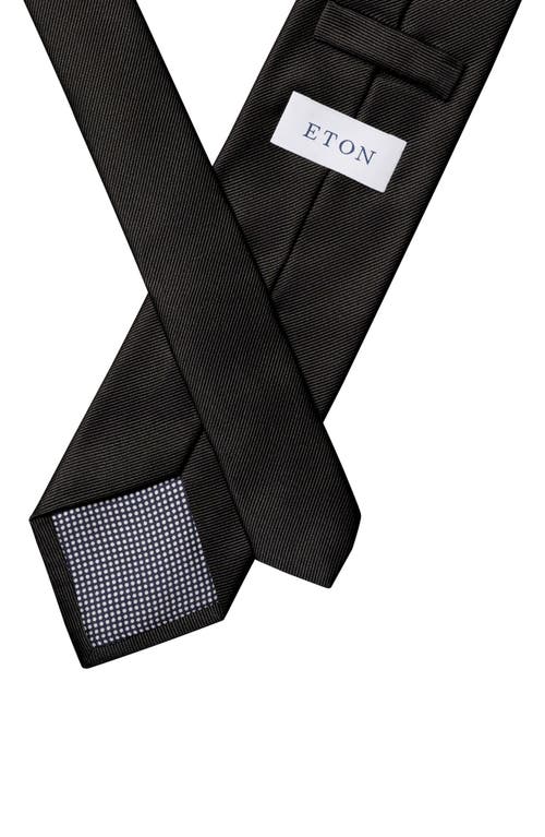 Eton Black Solid Silk Twill Tie In Black