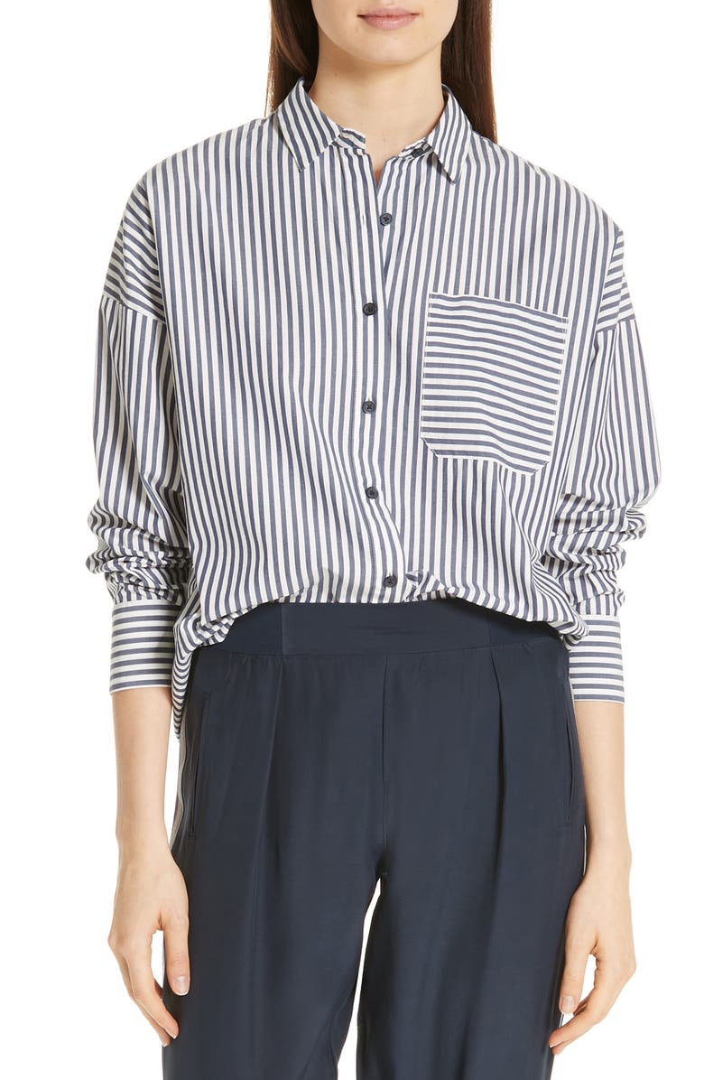 ATM Anthony Thomas Melillo Railroad Stripe Boyfriend Shirt, Main, color, 