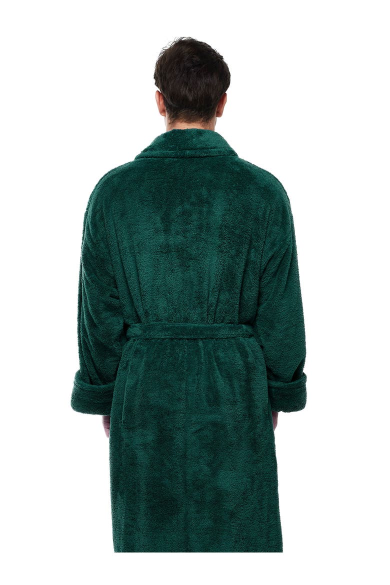 Mens Shawl Collar Long Fleece Bathrobe, Alternate, color, Forest Green