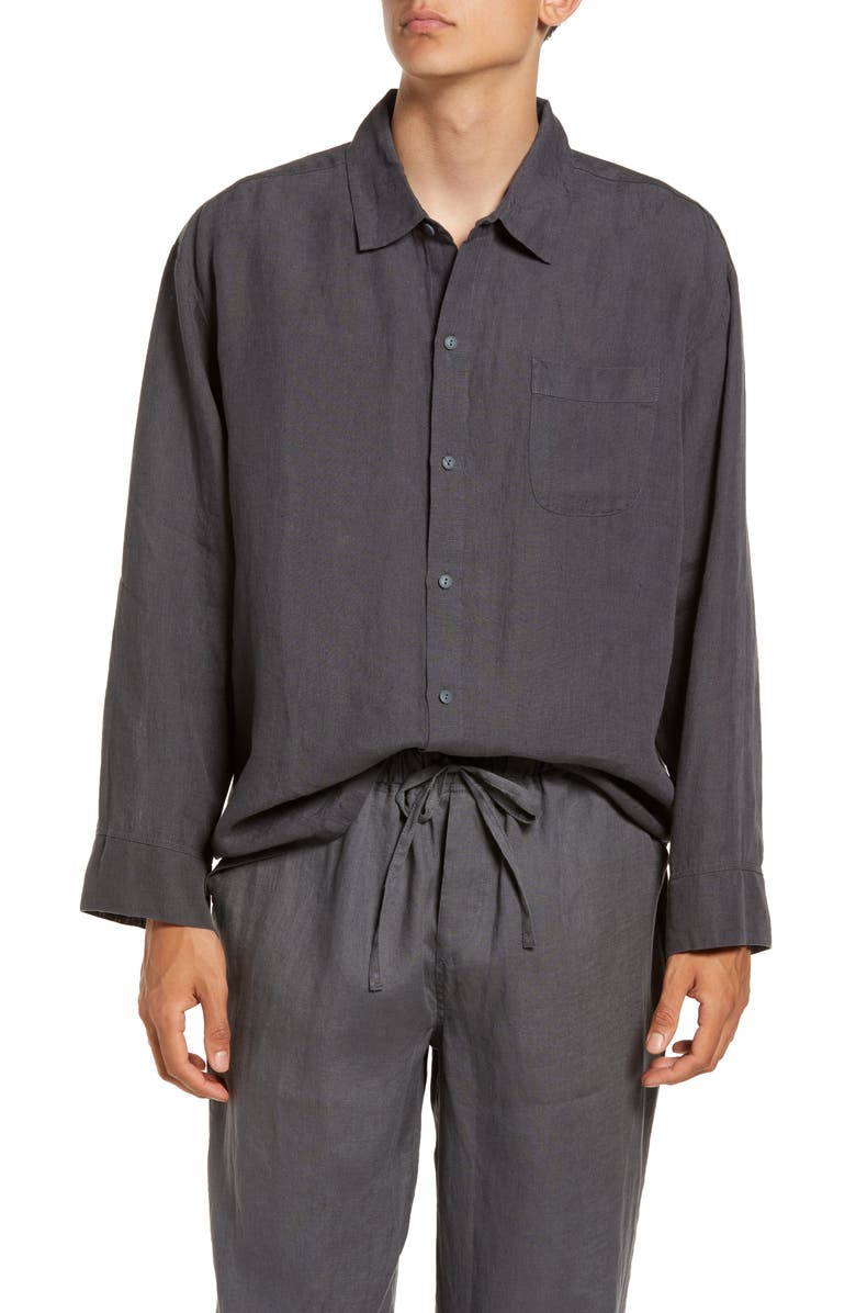 Parachute Linen Shirt, Main, color, Coal