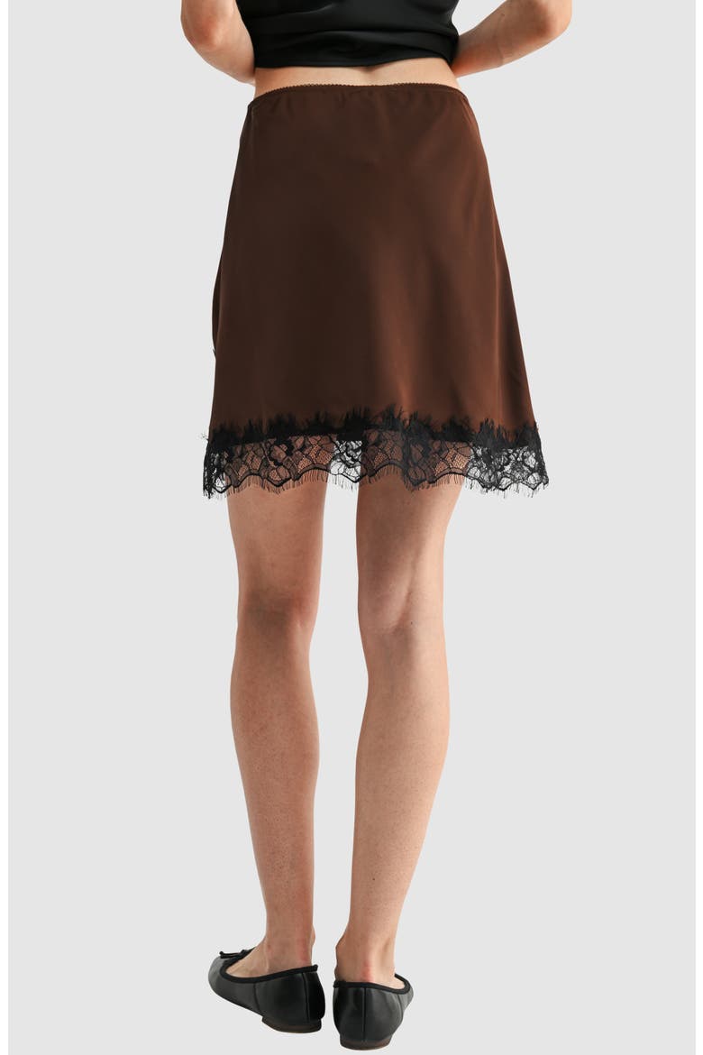Lace Hem Miniskirt, Alternate, color, BROWN BLACK