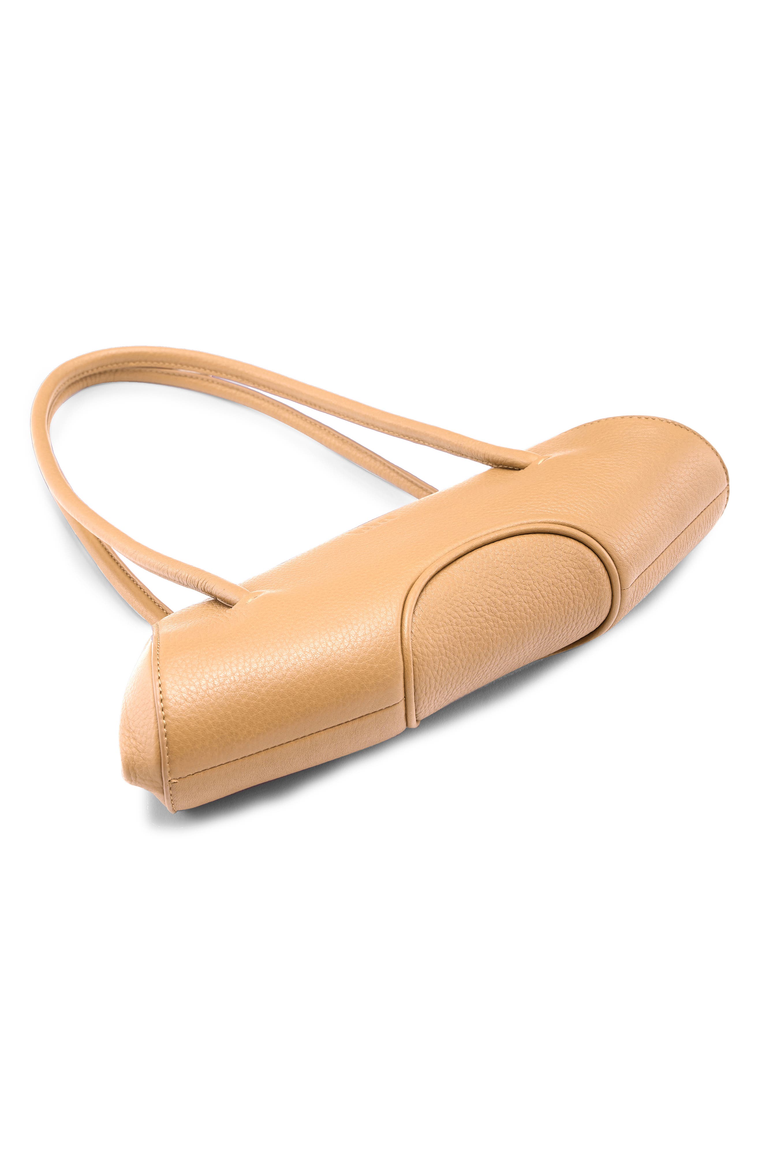 behno Mini Elizabeth Baguette Pebble Leather Shoulder Bag, Alternate, color, Peach